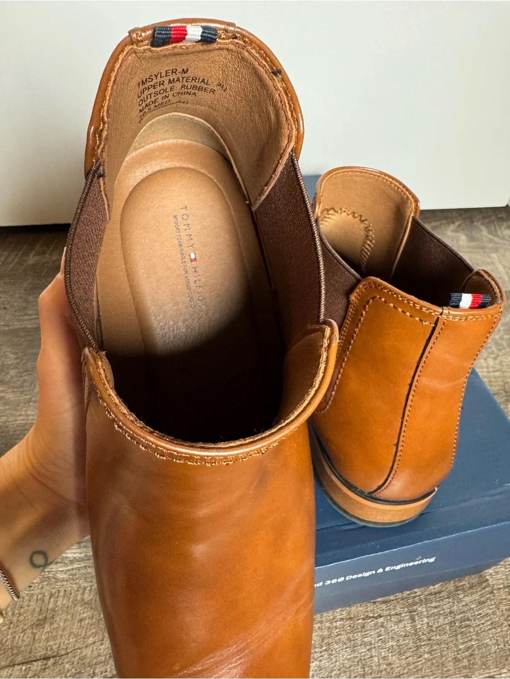 Tommy Hilfiger Tyler Chelsea Boots Cognac Brown Leather Men’s 10.5